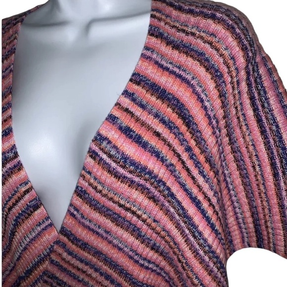 GAP FOR GOOD Open Front Short Sleeve Spacedye Cardi In Pink/Purple/Blue M ✨NWOT✨ - Picture 4 of 10